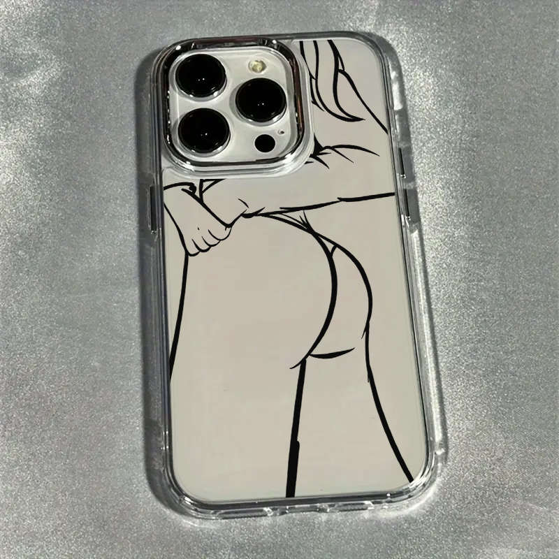 1Pc Transparent For iPhone 14 Curved Buttocks Line Phone Case