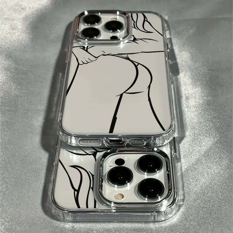 1Pc Transparent For iPhone 14 Curved Buttocks Line Phone Case