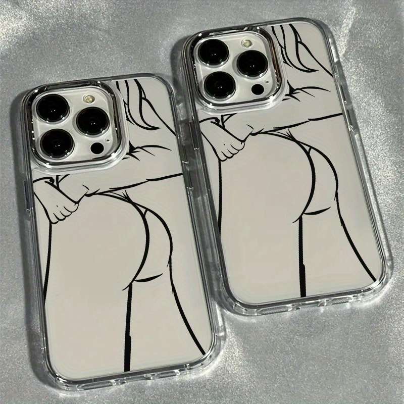 1Pc Transparent For iPhone 14 Curved Buttocks Line Phone Case