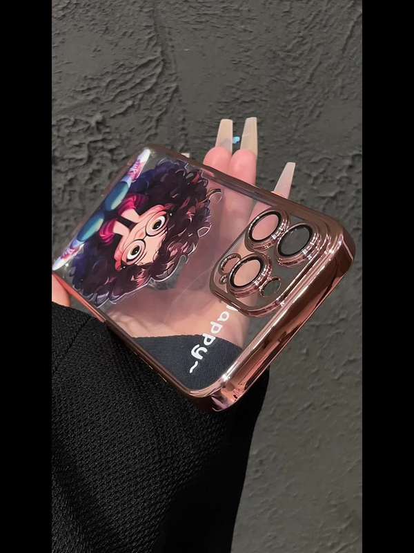 1Pc Multicolor  For iPhone 12 Curly Haired Girl Phone Case