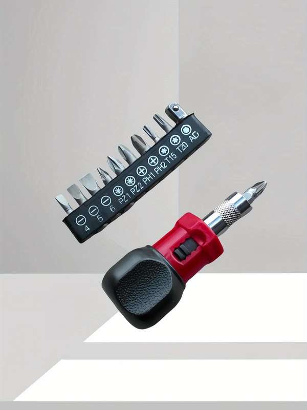 Screwdriver Bit Tool Set Color 11 In 1 Black And Red Set