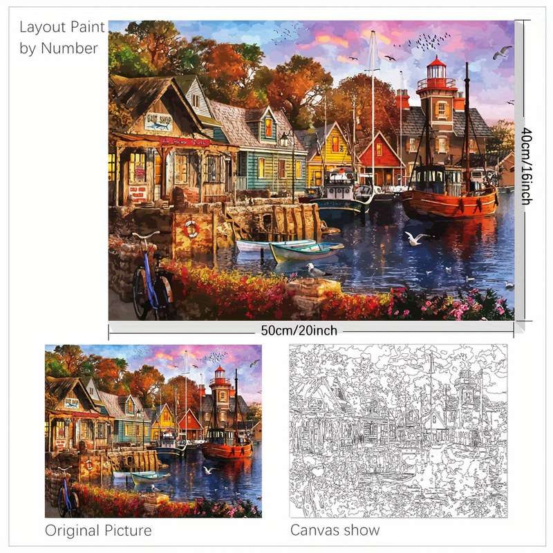 1pc 40x50cm Painting By Numbers for Adults Starter Kits Lakeside House Paint with Num