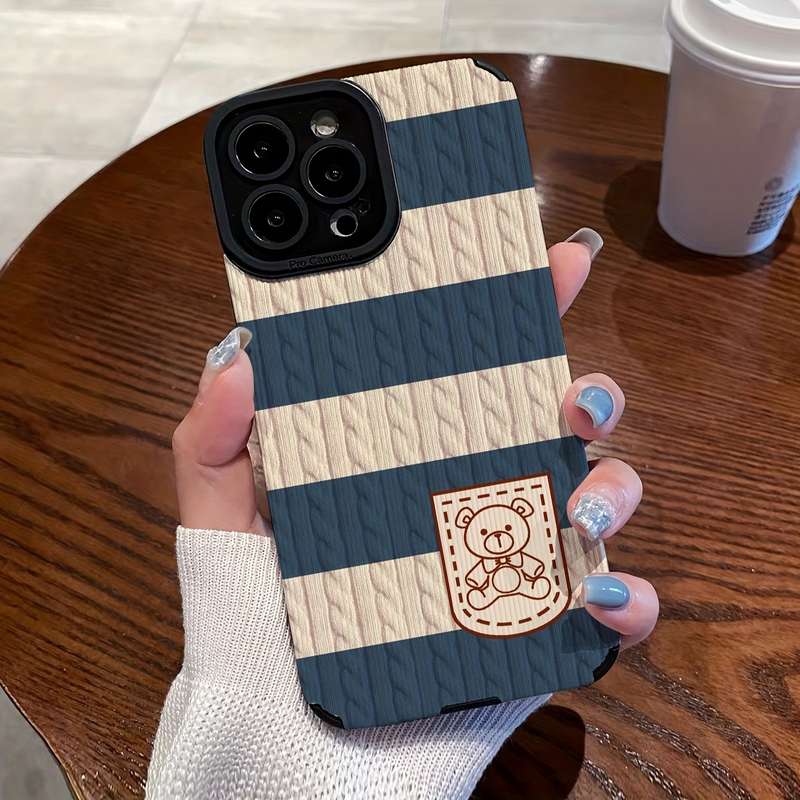 1Pc Black For iPhone XR Knitted Cartoon Phone Case