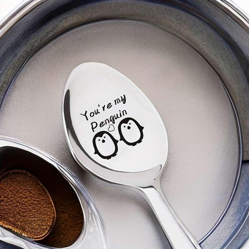 1pc 2.54 cmYou're My Penguin  Engraved Stainless Steel Spoon Adorable Gift for Boyfriend Gir