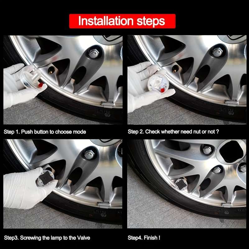4pcs Air Valve Car Tire Wheel Lights Hub Lamp Cap Light with Motion Sensors Colorful