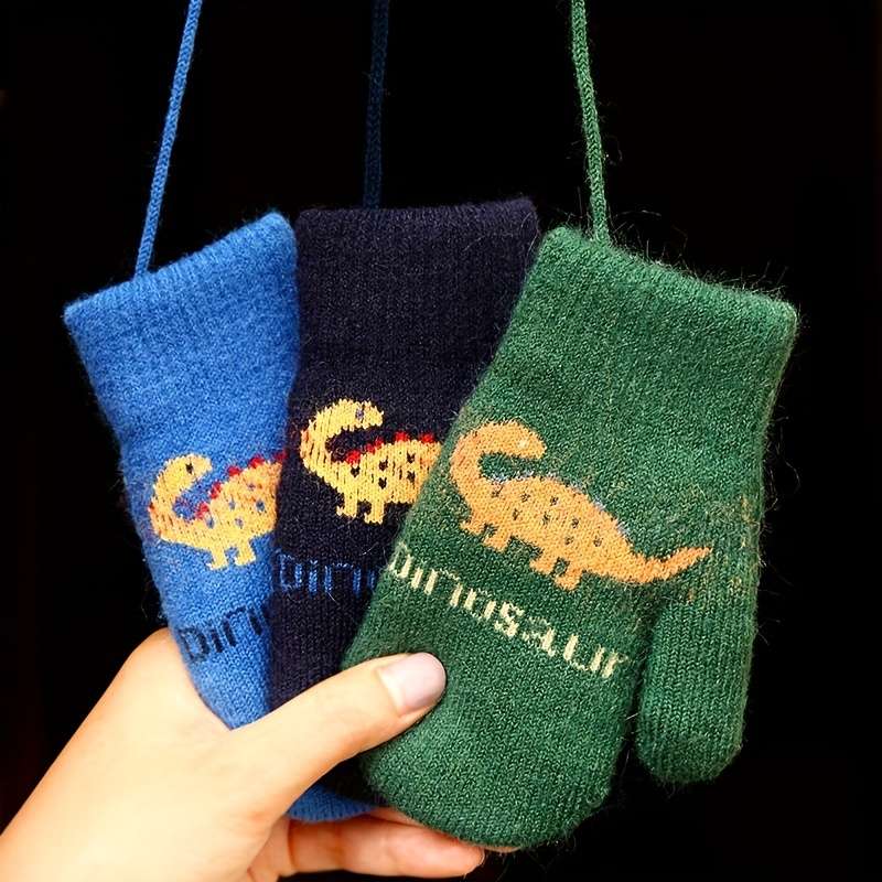 Winter Gloves Color Blackish Green Size Plus Size 7 To 11 Years Old