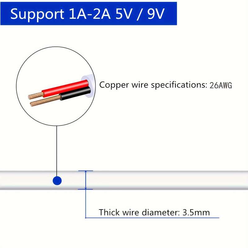 1pc USB 2.0 A Male to DC 5.5x2.1mm Barrel Jack Charging Cable Lightweight Design White 47.3