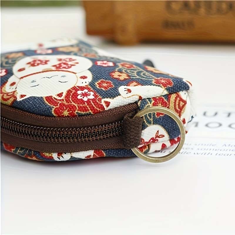 1pc Cute Animal Pattern Canvas Coin Purse High Quality Mini Wallet with Zipper Semicircle Clu