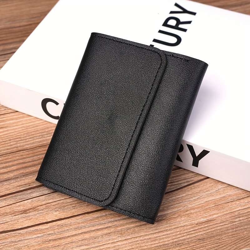 1pc Compact Faux Leather Wallet for Boys  GirlsSlim Lightweight Card Holder with Coin Pocket H