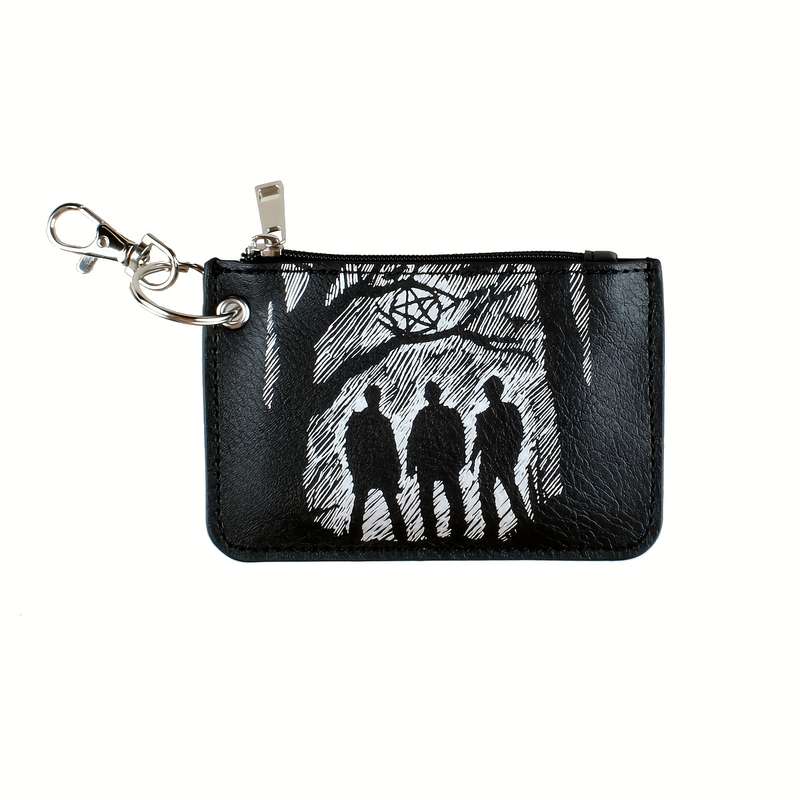 1pc Retro Pattern Mini Credit Card Case PU Leather Wallet Zipper Women's Coin Purse With Hook