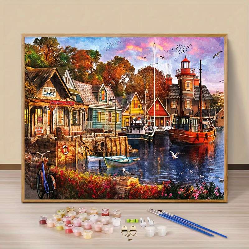 1pc 40x50cm Painting By Numbers for Adults Starter Kits Lakeside House Paint with Num