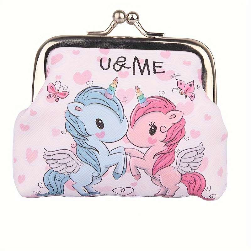 1pc BDQPIN Adorable Unicorn-Themed Mini Wallet for GirlsDurable Faux Leather Coin Purse with Col