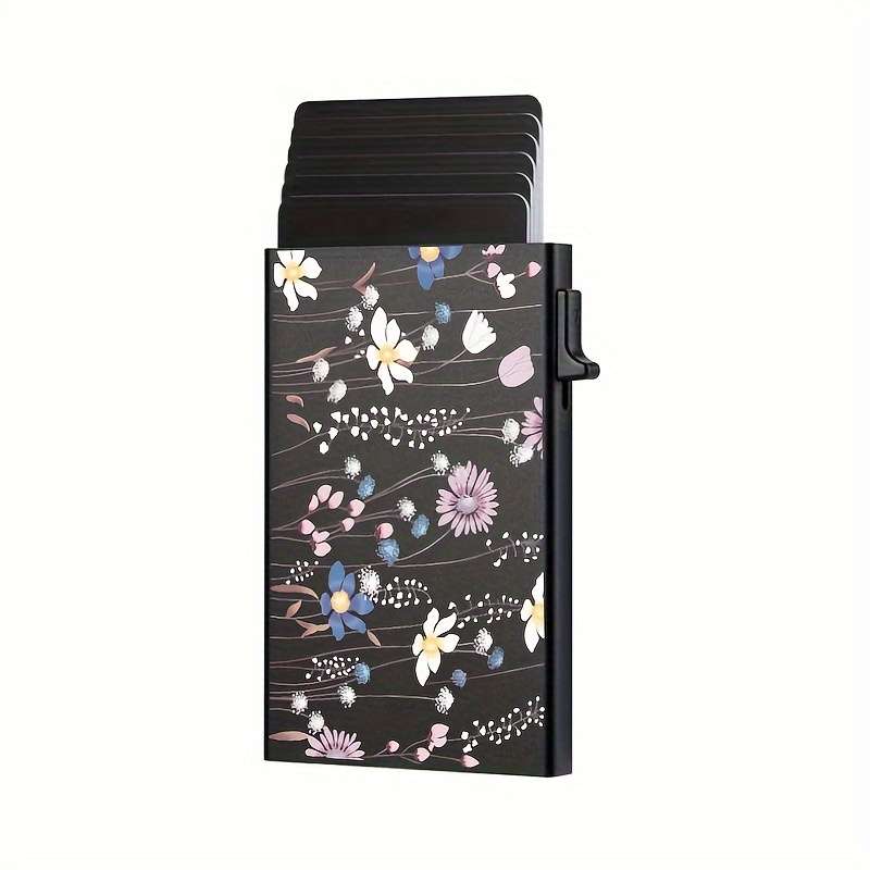 1pc RFID-Blocking Aluminum Alloy WalletSleek Black Pop-Up Credit ID Card Holder with Easy Acc