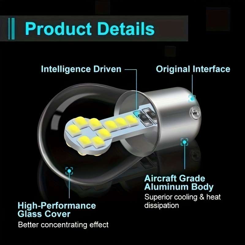 1pc Red LED Turn Signal & Brake Light Bulb High-Temperature Resistant 12V Multi-C