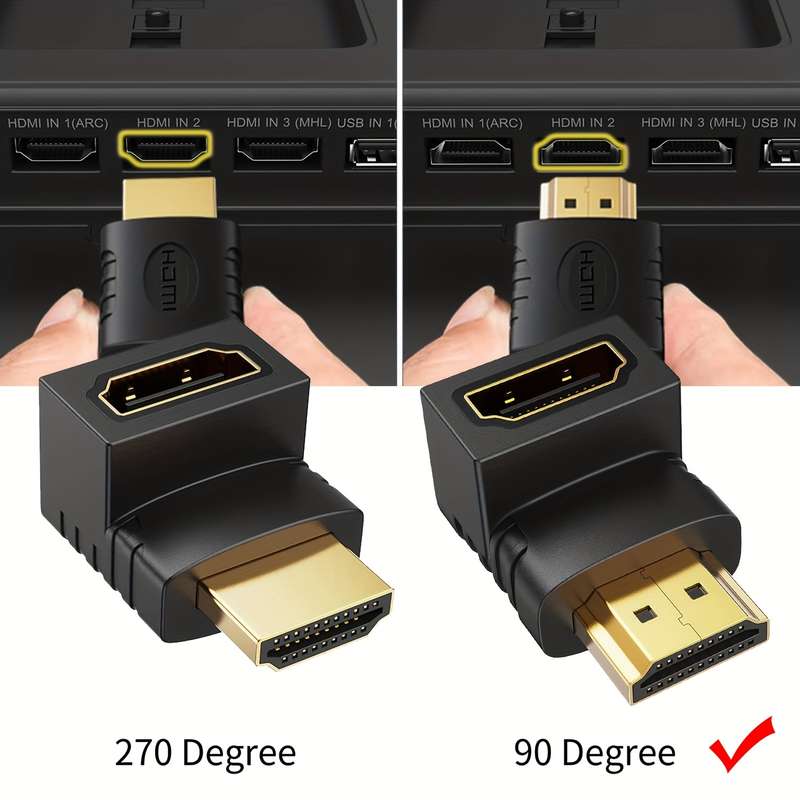 1pc High-Quality 90-Degree HDTV Adapter Male to Female 2.0 Cable with 4K@60Hz HDR Support