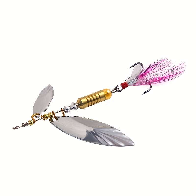 1pc Metal Sliver Rotating Sequins Spoon Lure 7g 10g Spinner Fishing Hard Bait With Feather Treb