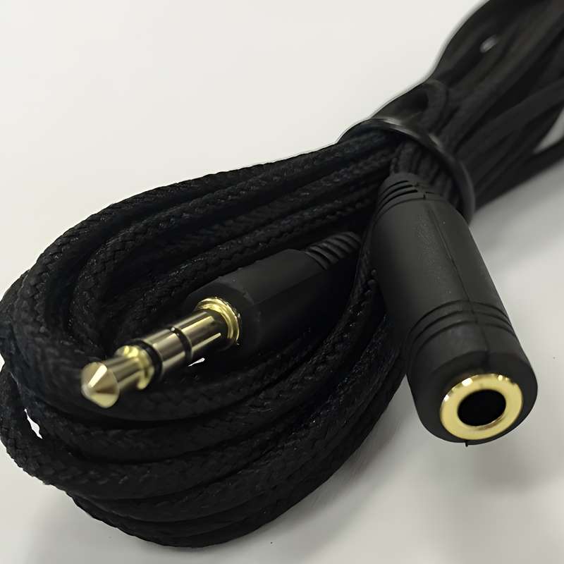 1pc Premium Braided 3.5mm Headphone Extension Cable 1.5m Lengths 0.138'' Microphone Jack Ster