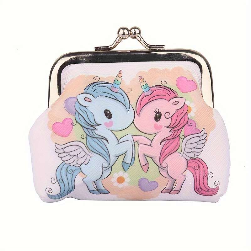 1pc BDQPIN Adorable Unicorn-Themed Mini Wallet for GirlsDurable Faux Leather Coin Purse with Col