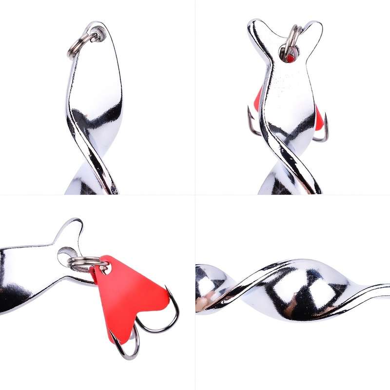 1pc 21g Rotating Metal Lure Spinner Spoon Lure Artificial Hard Bait With Treble Hook For Trout Pi