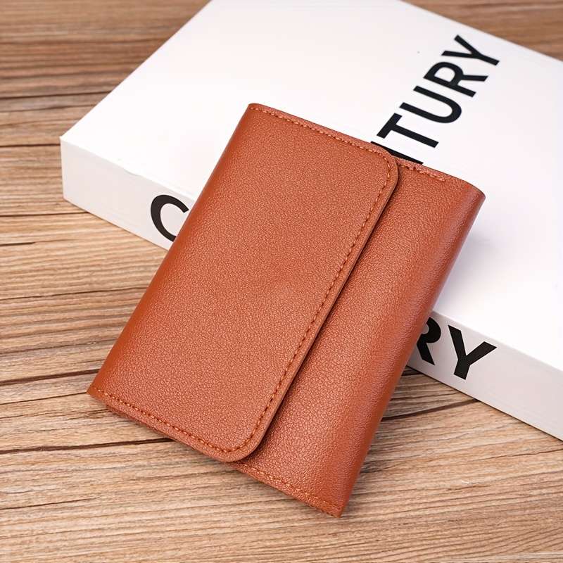 1pc Compact Faux Leather Wallet for Boys  GirlsSlim Lightweight Card Holder with Coin Pocket H