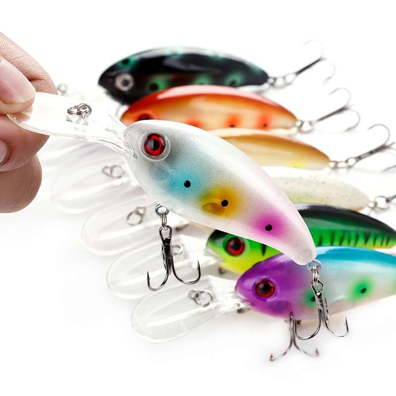 1pc Fishing Lure Realistic Rocker Design Durable ABS Hard Bait Vibrant Colors with Black R