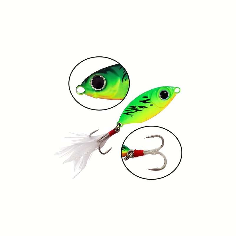 1pc 10g Small Iron Plate with Falling Fish Scale Pattern in Long-range Cast Perch with Cocked Mout