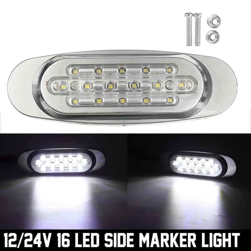 2pcs LED Car Side Marker Lights 16LED 12-24V Universal Position Side Lights for Truc