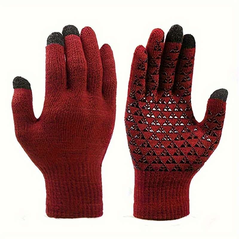 Winter Hat Size One Size Style Red Touch Screen Gloves