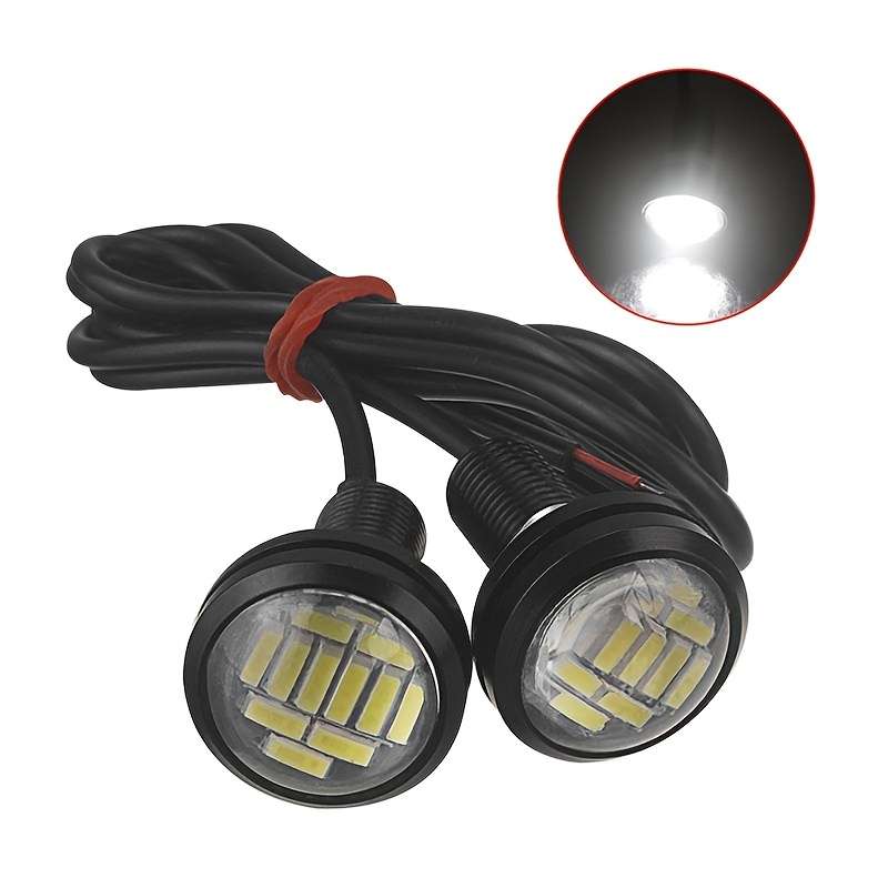 2pcs Ultra Bright LED License Plate Lights 23mm Eagle Eye Design 12SMD 500-800 Lu