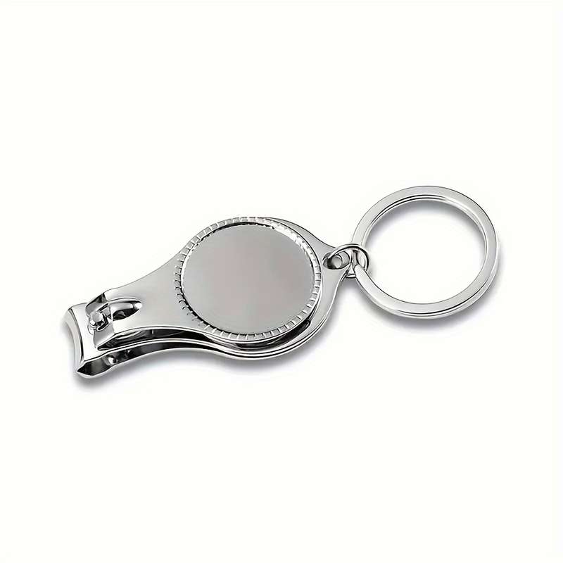 1pc 3in1 Stainless Steel Keychain with Bottle Opener and Nail Clippers Compact Multi-Tool for