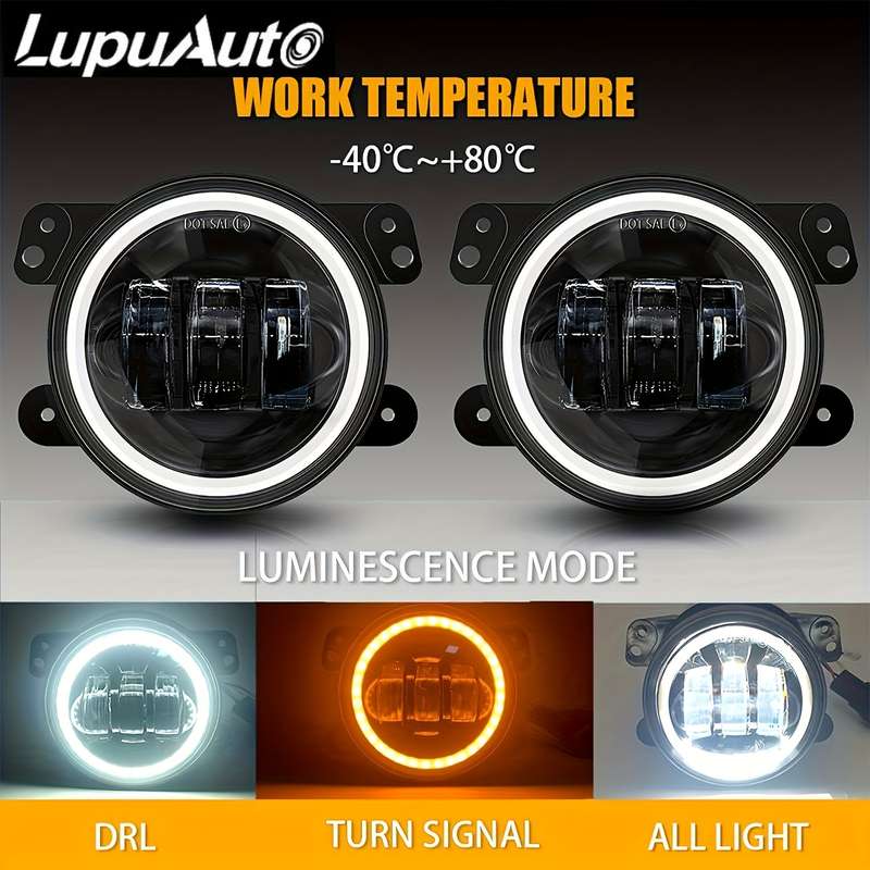 2pcs 10.16 Cm Angel Eyes LED Fog Light 12V 24V 60W Car Front Foglight 6000LM For Wran