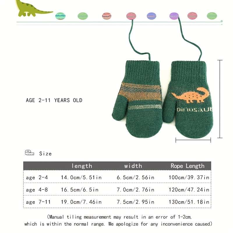 Winter Gloves Color Blackish Green Size Plus Size 7 To 11 Years Old