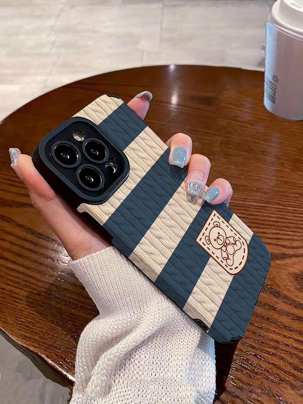 1Pc Black For iPhone XR Knitted Cartoon Phone Case