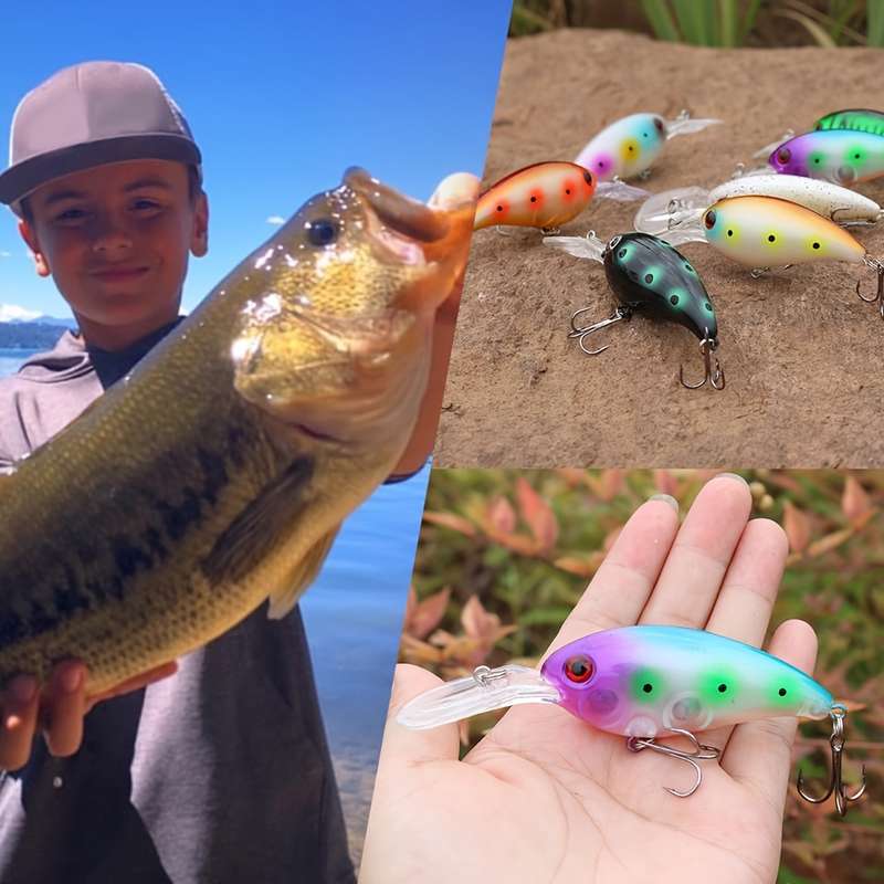1pc Fishing Lure Realistic Rocker Design Durable ABS Hard Bait Vibrant Colors with Black R