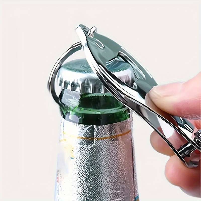 1pc 3in1 Stainless Steel Keychain with Bottle Opener and Nail Clippers Compact Multi-Tool for