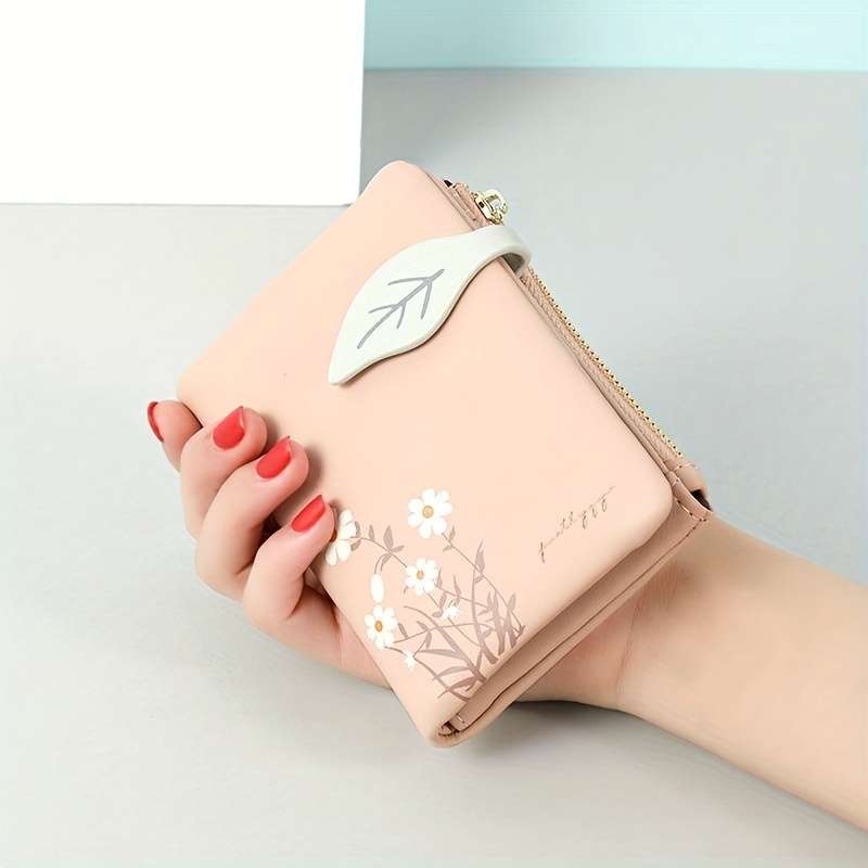 1pc Floral Print Short Wallet Bifold Coin Purse All-Match Credit Card Holder Portable Purse