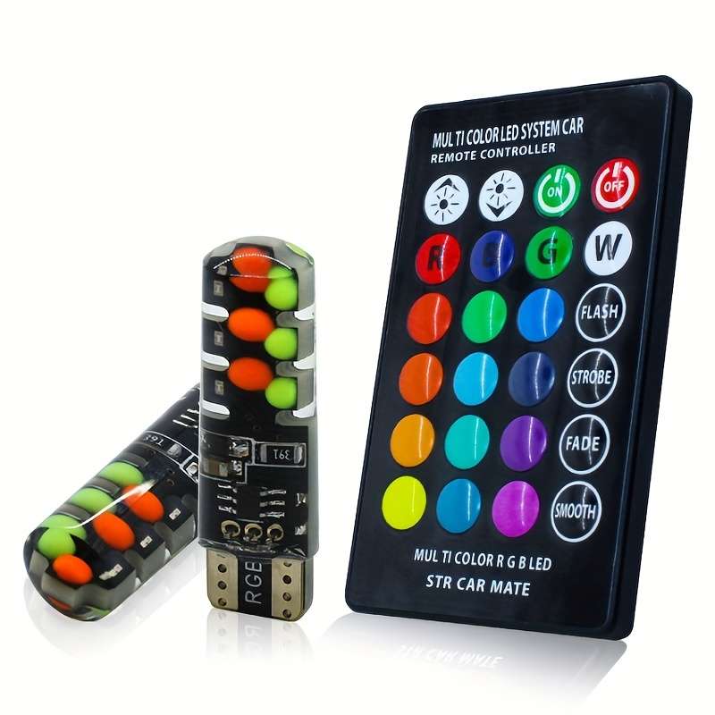 1 Set Car LED Lights New COB RGB Demonstration Wide Light T10 Colorful Burst Flash Co