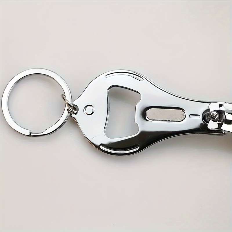 1pc 3in1 Stainless Steel Keychain with Bottle Opener and Nail Clippers Compact Multi-Tool for