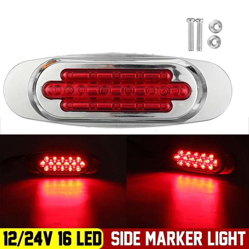 2pcs LED Car Side Marker Lights 16LED 12-24V Universal Position Side Lights for Truc