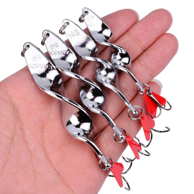 1pc 21g Rotating Metal Lure Spinner Spoon Lure Artificial Hard Bait With Treble Hook For Trout Pi