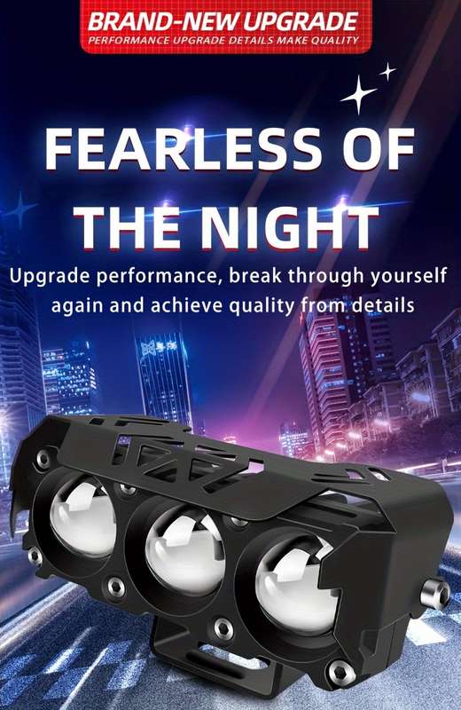 1pc LED Auxiliary Spotlight for Motor Vehicles Dual Color Hi Low Beam 3000+ Lumens