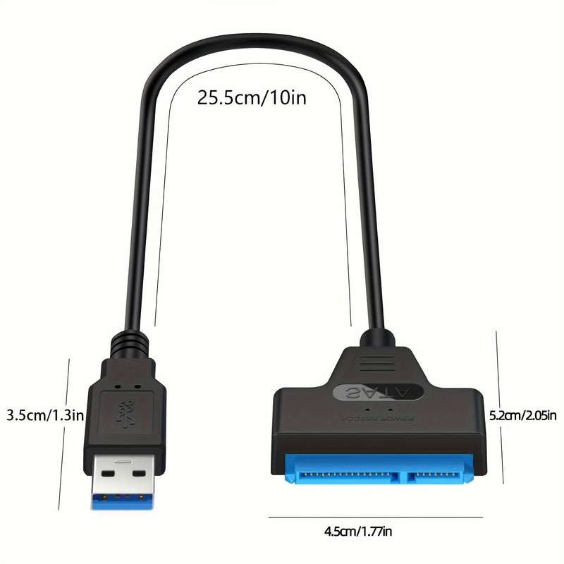 1pc UASP Compatible High-Speed USB 3.0 to SATA III Adapter Cable for 2.5-Inch HDD SSD Black