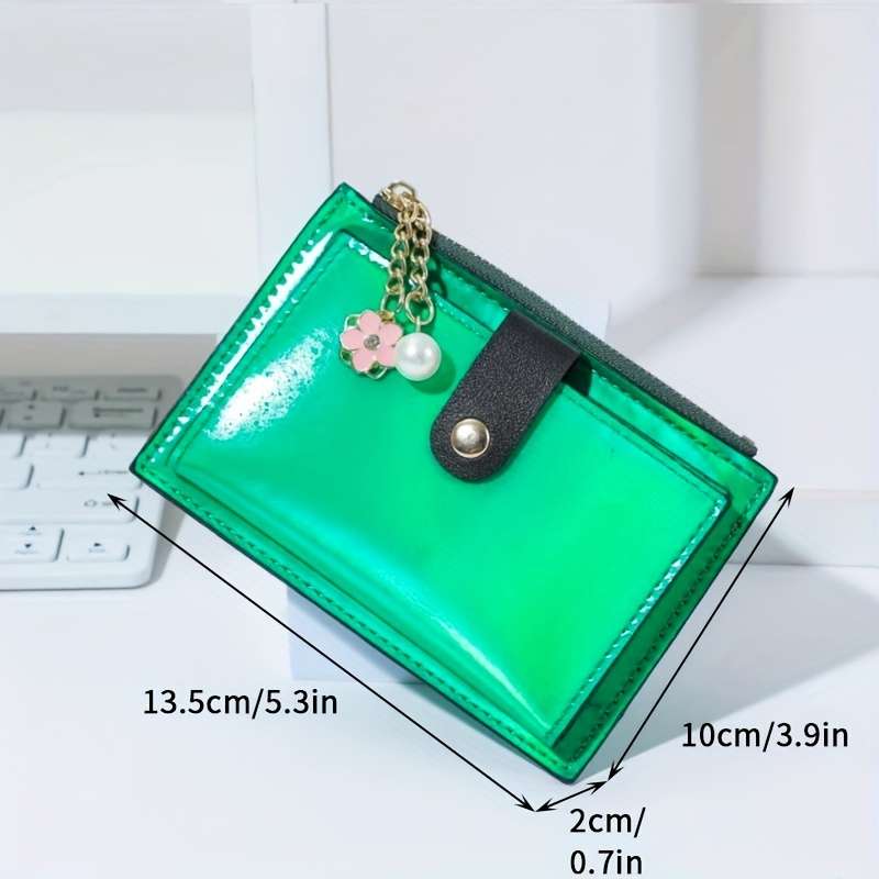 1pc Everyday Comfort Chic Holographic Synthetic Leather Wallet with Zipper Coin Purse Multiple