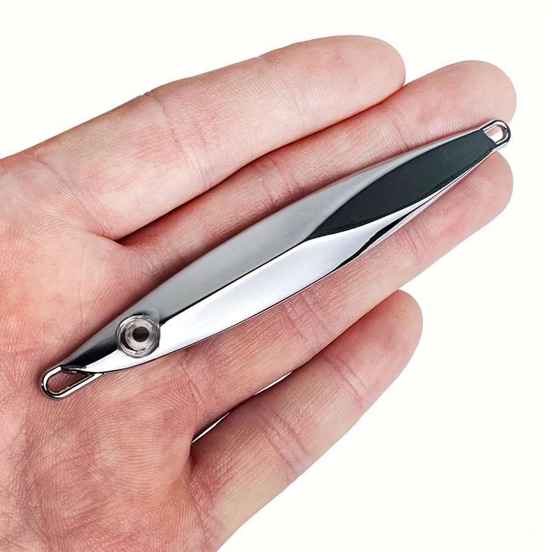 1pc 10g Sinking Metal Jig Silvery Trolling Hard Bait Bass Fishing Bait Fishing Tackle For Saltwa