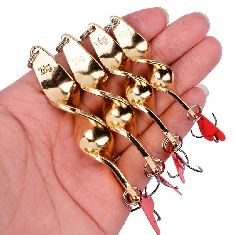 1pc 21g Rotating Metal Lure Spinner Spoon Lure Artificial Hard Bait With Treble Hook For Trout Pi