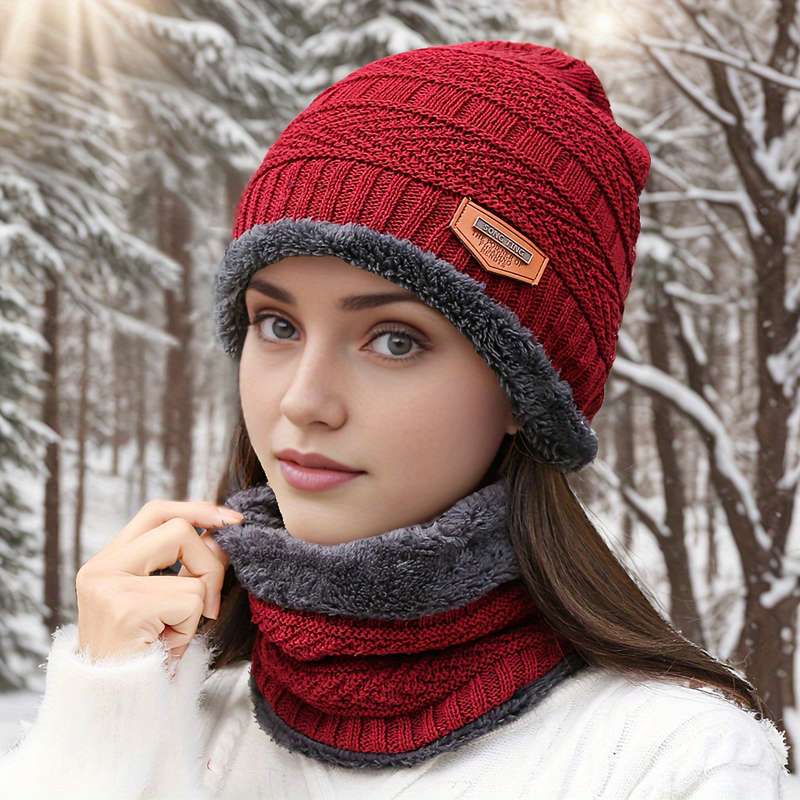 Winter Hat Size One Size Style Red Hat And Scarf 2 Piece Set