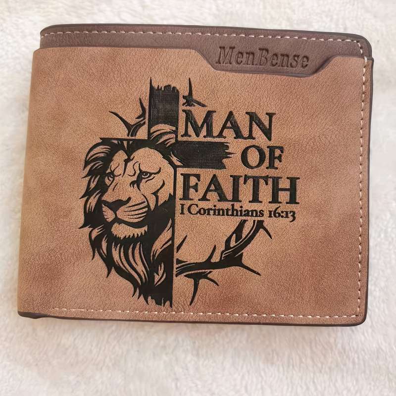 1pc Wallet   PU Leather  Men's Lion Pattern