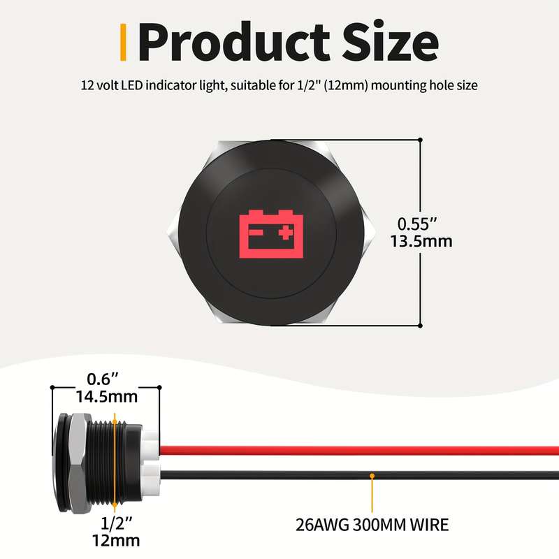 7 Types of 12Mm Automotive Modification Signal Light Strips with LED Metal Flat Head