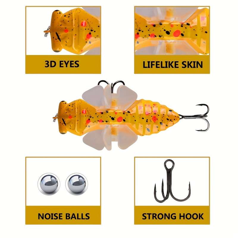 1pc Catch More Fish with Life Bionic Cicada Shape Fishing Bait Hard Artificial Fish Lure with Rot