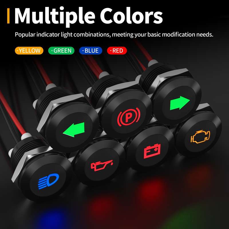 7 Types of 12Mm Automotive Modification Signal Light Strips with LED Metal Flat Head